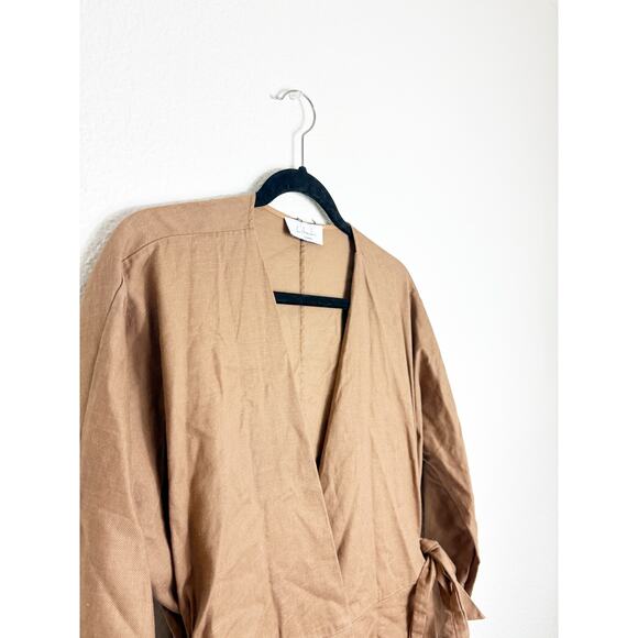 Revolve L’Academie The Jacqie Top Size Medium Tiramisu Brown Wrap Front - Picture 7 of 13